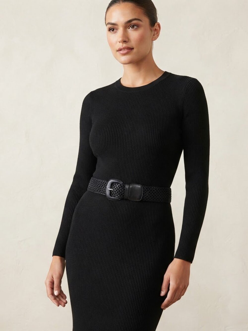 Women's Black Leather Stretch Belt Size XS/S‎